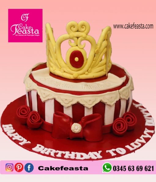 Yellow Crown Girl Birthday Cake