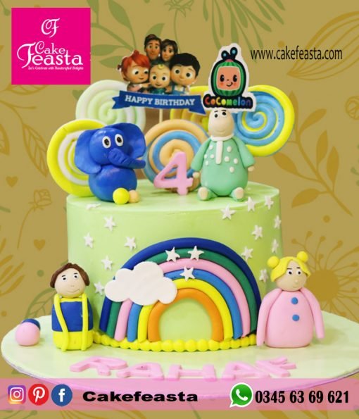 Cocomelon Theme Birthday Cake