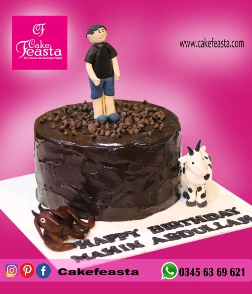 Cow Goat Chocolate Chip Birthday Cake