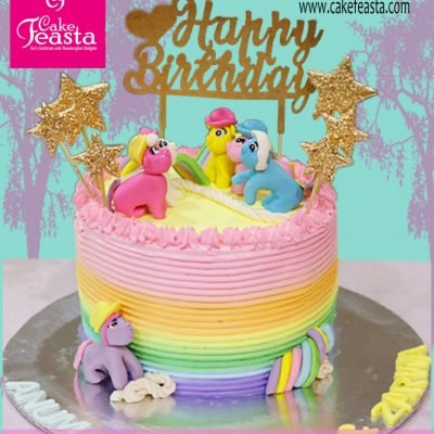 Rainbow Theme Birthday Cake