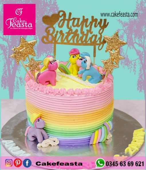 Rainbow Theme Birthday Cake