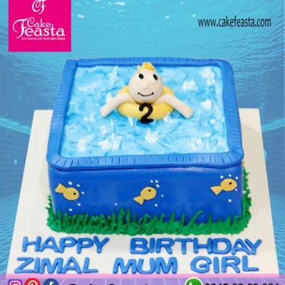 Swimming Pool Theme Birthday Cake