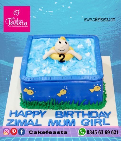 Swimming Pool Theme Birthday Cake