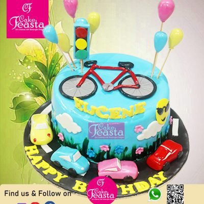 Bicycle Traffic Theme Birthday Cake