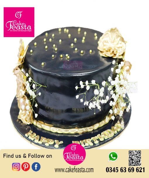 Gipso Flower with Black & Golden Cake