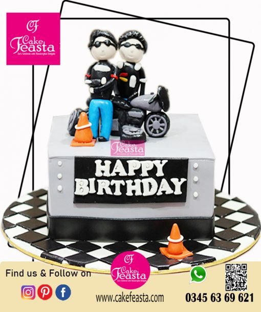 ‏Motor Bike Twins Birthday Cake