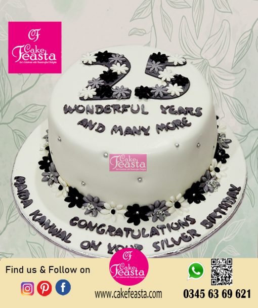 Silver Jubilee Theme Birthday cake