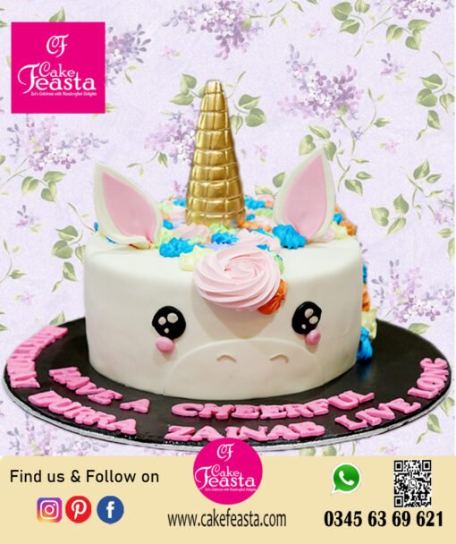 Unicorn Theme Kids Birthday Cake