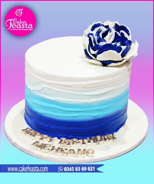 Blue & White Decent Birthday Cake