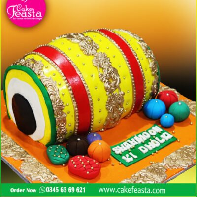 Dholki Theme Wedding Cake