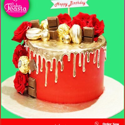 Choco Red Flowers Birthday Cake