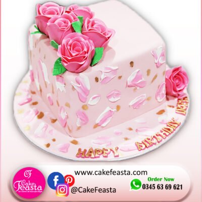 Pink Flower Girl Birthday Cake