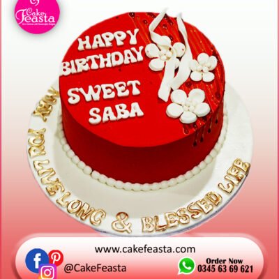 White Simple Flower Birthday Cake