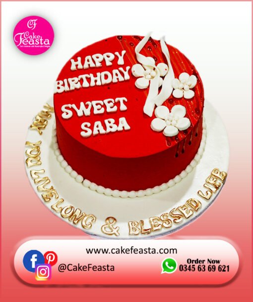 White Simple Flower Birthday Cake