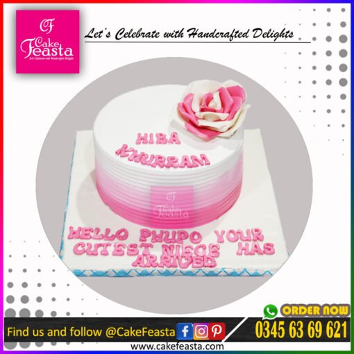 Pink & White Decent Birthday Cake