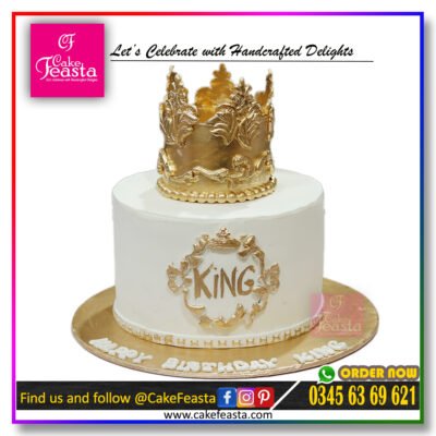 Golden Crown Theme Birthday Cake