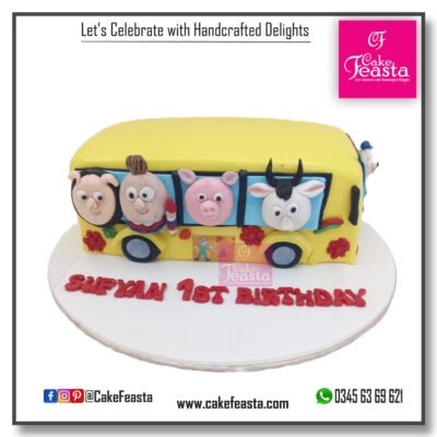School Bus theme Birthday Cake
